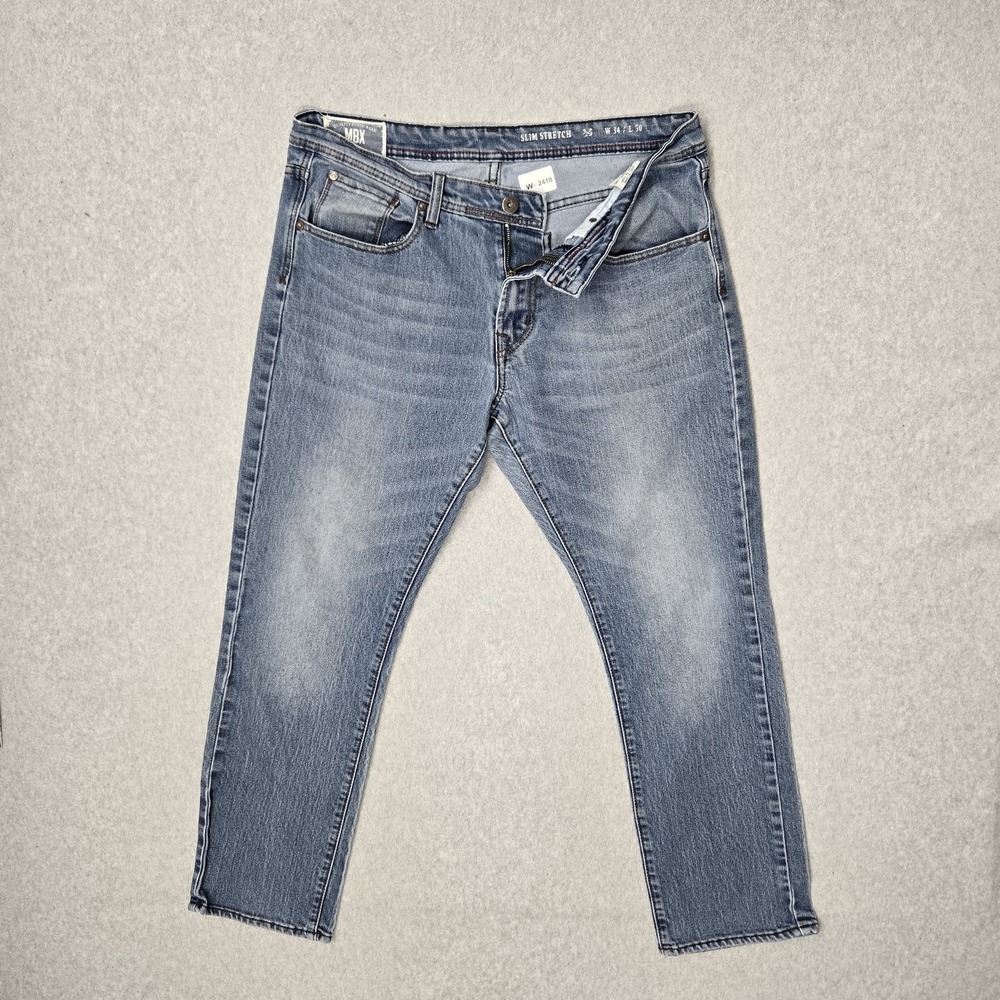 MDX Men Jeans 34X30 Blue Denim Slim Stretch 30" Inseam